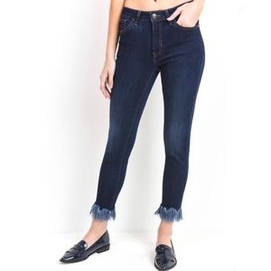 Just Black Fringed Crop Skinny Jeans